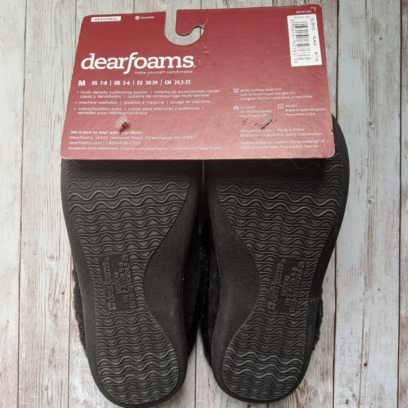 🌼 Dearfoams Fur Slippers Slides, Black M (7/8) NWT - Picture 4 of 5